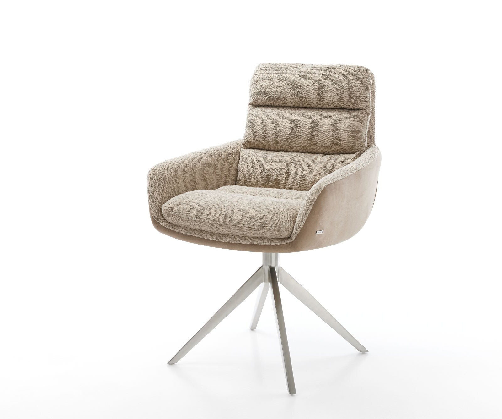DELIFE Draaistoel Abelia-Flex met armleuning materiaalmix mud kruisframe breed roestvrij staal 360° draaibaar
