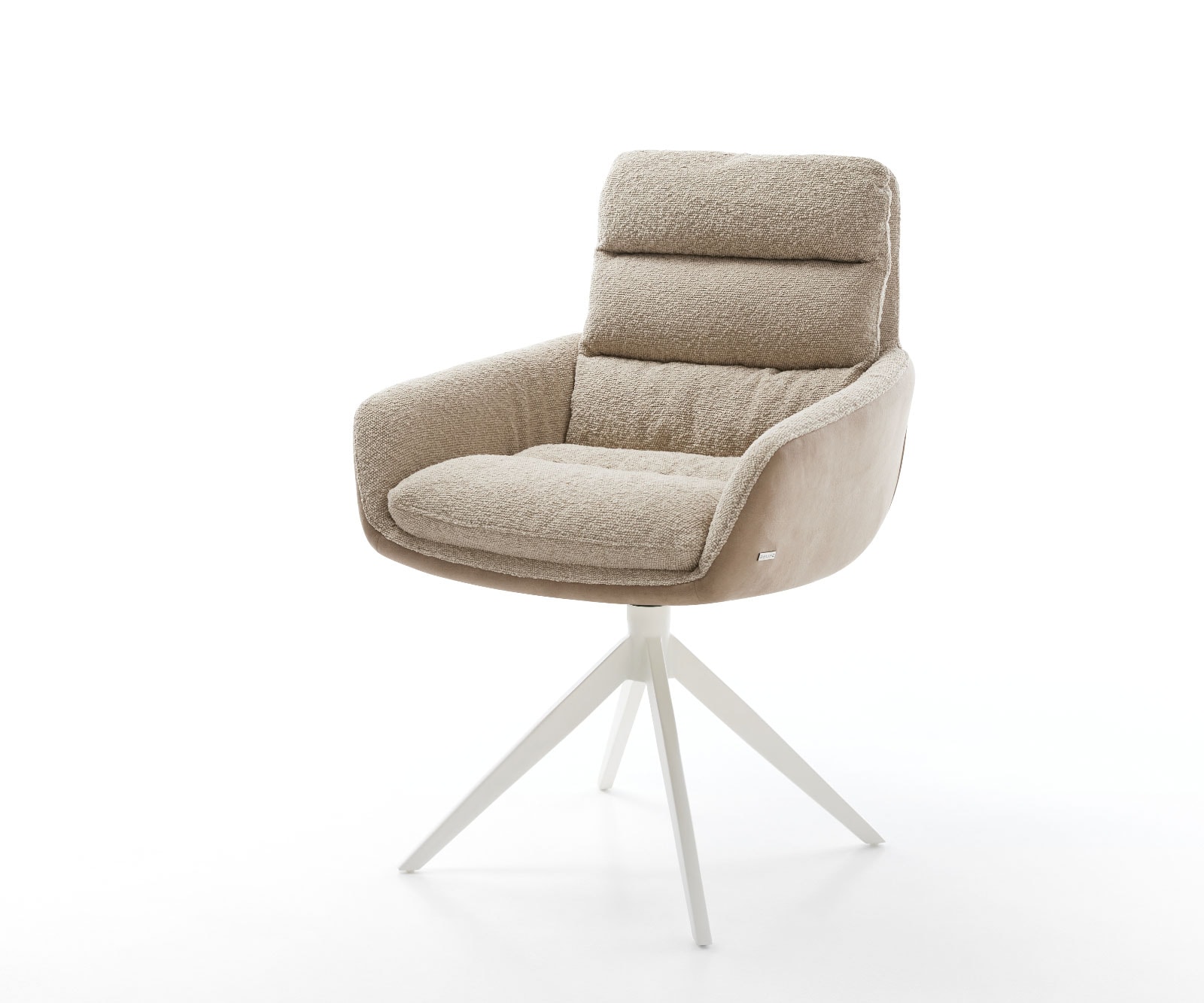 DELIFE Draaistoel Abelia-Flex met armleuning materiaalmix mud kruisframe breed wit 360° draaibaar rocker-functie